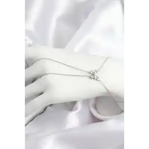 Pirinç Zirkon Taşlı Kelebek Model Gümüş Renk Şahmeran