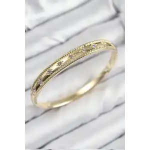 Pirinç Zirkon Taşlı Kutup Yıldızı Model Gold Renk Kadın Kelepçe