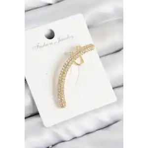 Pirinç Zirkon Taşlı Model Gold Renk Sağ Kıkırdak Küpe