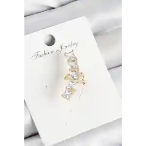 Pirinç Zirkon Taşlı Model Gold Renk Sağ Kıkırdak Küpe