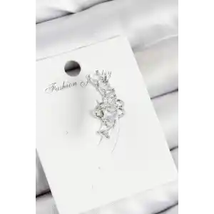 Pirinç Zirkon Taşlı Model Gümüş Renk Sağ Kıkırdak Küpe