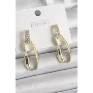 Pirinç Zirkon Taşlı Sallantı Kadın Küpe