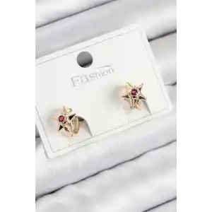 Pirinç Zirkon Taşlı Yıldız Model Gold Renk Çocuk Küpe