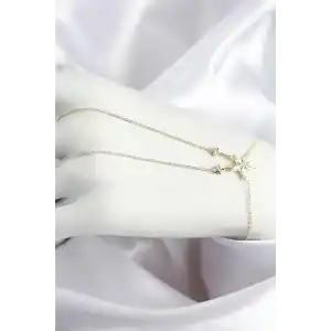 Pirinç Zirkon Taşlı Yıldız Model Gold Renk Şahmeran