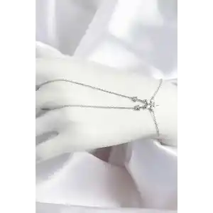 Pirinç Zirkon Taşlı Yıldız Model Gümüş Renk Şahmeran