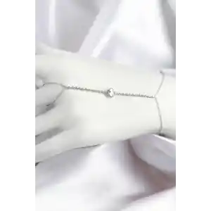 Pirinç Zirkon Taşlı Yonca Model Gümüş Renk Şahmeran