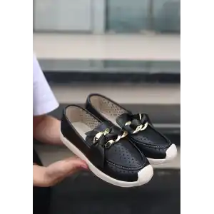 Riwan Siyah Cilt Babet Ayakkabı