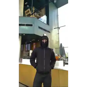 Samuray ZIP Fermuarlı Kapüşonlu SweatShirt- Siyah