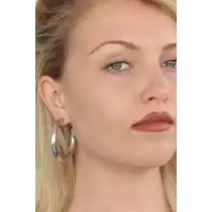 Silver Renk Halka Metal Bayan Küpe