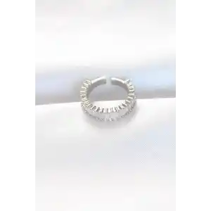 Sıralı Baget Taşlı Silver Renk Ayarlanabilir Yüzük