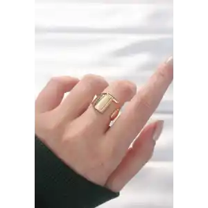 T Harfli Altın Renk Ayarlanabilir Yüzük