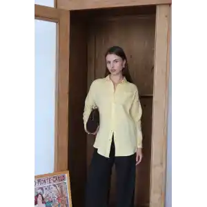Tek cepli müslin gömlek sarı
