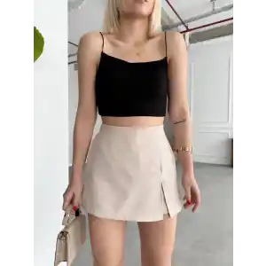 Tek yırtmajlı şort etek