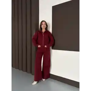 Trenç takım alt üst bordo ons