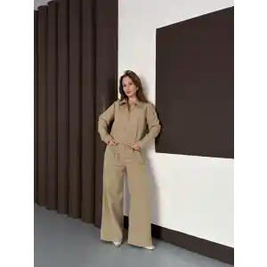 Trenç takım alt üst haki ons