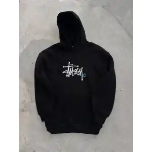 Üç İplik Kapşonlu Baskılı SweatShirt - Siyah