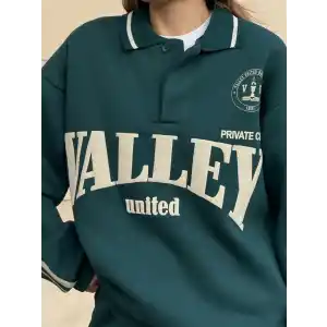 Üç İplik Yakalı Sweat Baggy Pantalonlu Takım - Yeşil