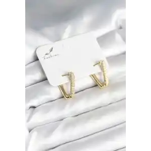 Üçgen Model Zirkon Taşlı Kadın Küpe