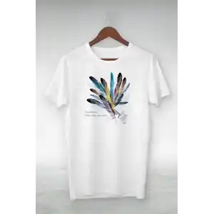 Unisex Baskılı Oversize T-Shirt - Beyaz