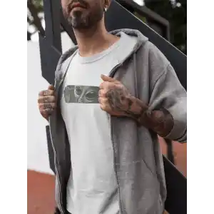 Unisex Bisiklet Yaka Baskılı Oversize T-Shirt - Beyaz