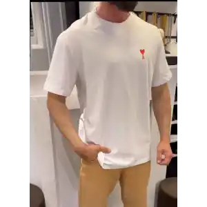 Unisex Bisiklet Yaka Baskılı Oversize T-Shirt - Beyaz