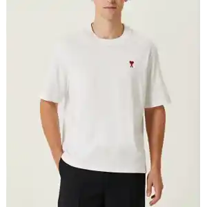 Unisex Bisiklet Yaka Baskılı Oversize T-Shirt - Beyaz