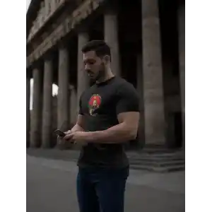 Unisex Bisiklet Yaka Baskılı Oversize T-Shirt - Siyah