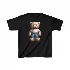 Unisex Çocuk Baskılı T-Shirt - Siyah