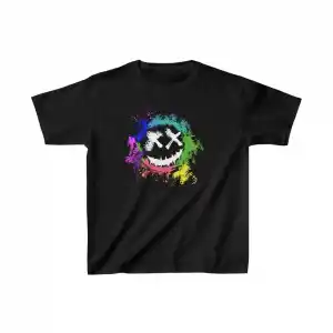 Unisex Çocuk Baskılı T-Shirt - Siyah