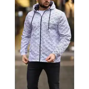 Unisex Kapüşonlu İçi Astarlı Yağmurluk - Beyaz