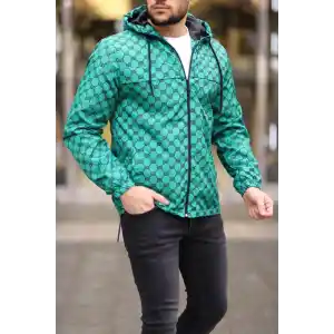 Unisex Kapüşonlu İçi Astarlı Yağmurluk - Zümrüt