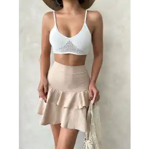 Valonlu fırfırlı etek s24681