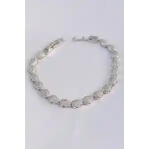 Vip Seri Pirinç Zirkon Taşlı Gümüş Renk Damla Model Bileklik