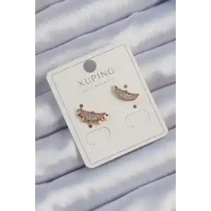 Xuping Rose Renk Zirkon Taşlı Ay ve Güneş Tasarımlı Küpe