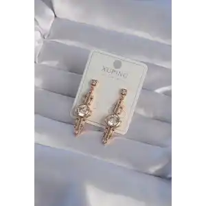 XUPİNG Rose Renk Zirkon Taşlı Geometrik Sallantılı Küpe