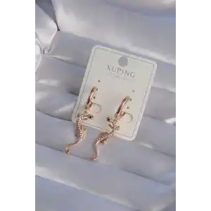 XUPİNG Rose Renk Zirkon Taşlı Kertenkele Model Halka Küpe