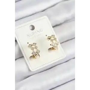 Xuping Zirkon Taşlı Baklava Model Gold Renk Kadın Küpe