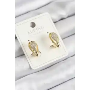 Xuping Zirkon Taşlı Damla Model Gold Renk Kadın Küpe