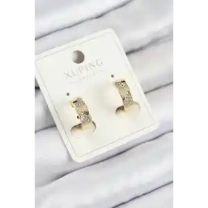 Xuping Zirkon Taşlı Desenli Halka Model Gold Renk Kadın Küpe