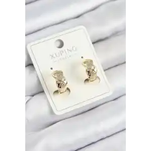 Xuping Zirkon Taşlı Geometrik Desenli Halka Model Gold Renk Kadın Küpe