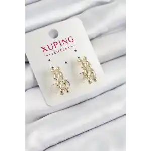 Xuping Zirkon Taşlı Sıralı Damla Model Gold Renk Kadın Küpe