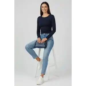 Yanı Büzgülü bluz Lacivert T4322