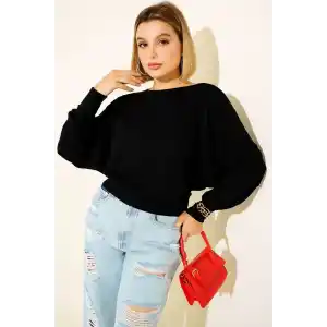 Yarasa Kol Salaş Bluz siyah T4273