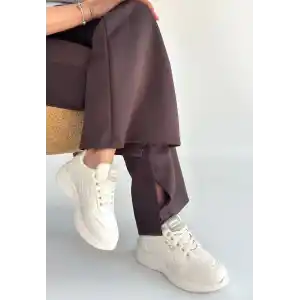 Yejja Bej Cilt Bağcıklı Spor Ayakkabı