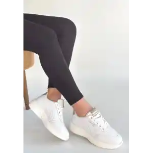 Yejja Beyaz Cilt Bağcıklı Spor Ayakkabı