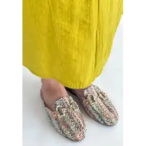 Yenda Renkli Dokumalı Terlik