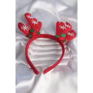 Yılbaşı Temalı Kar Tanesi İşleme Detay Geyik Boynuzu Figürlü Taç