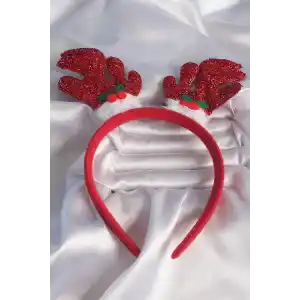 Yılbaşı Temalı Simli Geyik Boynuzu Figürlü Taç