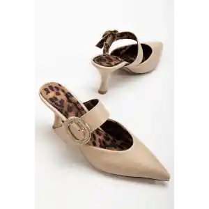 Yote Bej Cilt Topuklu Terlik