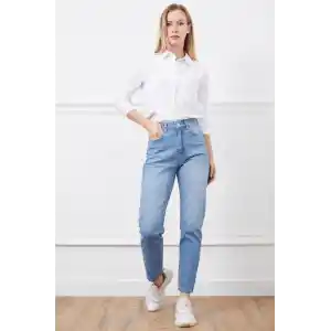 Yüksek bel mom jean pantolon